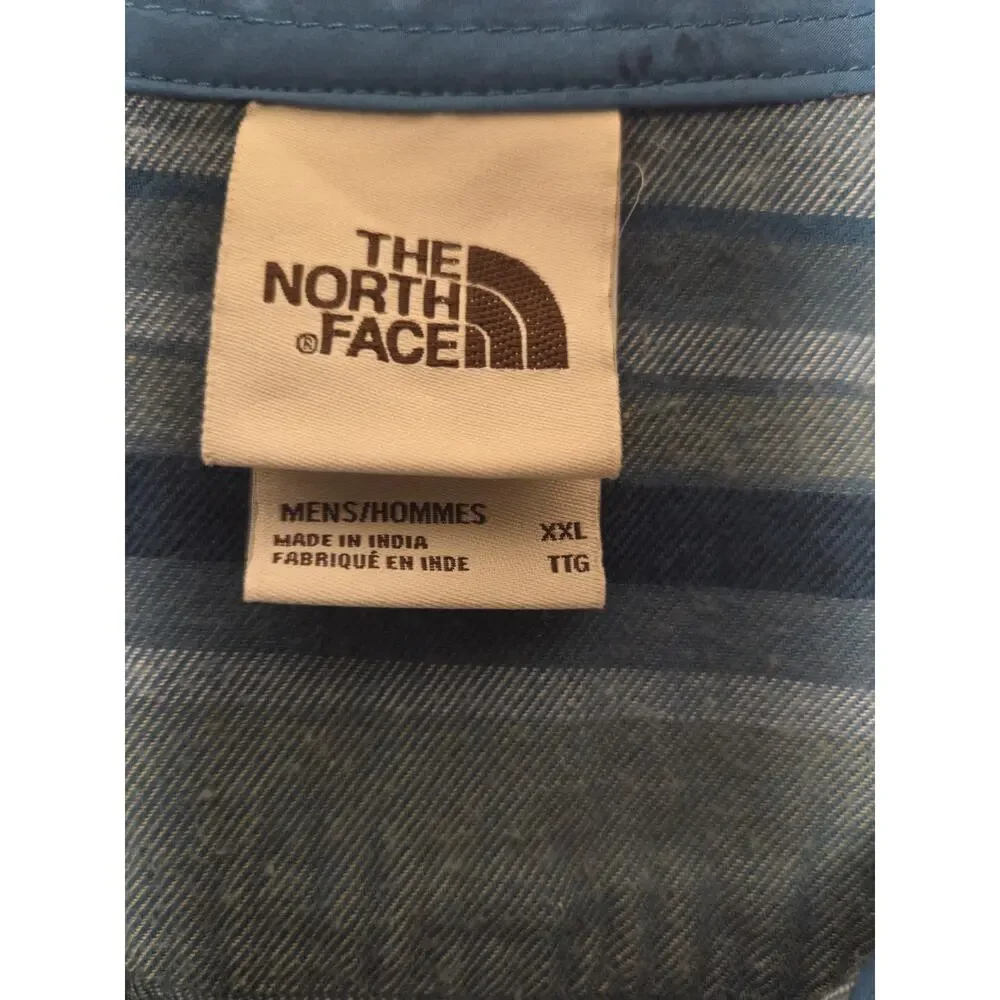 The North Face Arroyo Flannel Shirt Blue Stripe Shades Mens Size XXL